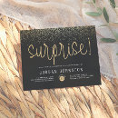 Search for surprise for him birthday invitations Black and gold