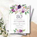 Search for purple 80th birthday invitations Lilac