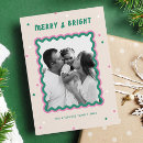 Search for pink and green christmas cards Merry and bright