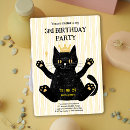 Search for funny animal birthday invitations Black cat