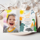Search for dinosaur 1st birthday invitations Wild one party