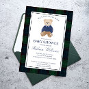 Search for blue gingham baby shower invitations Teddy bear