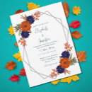 Search for teal and burnt orange wedding invitations Fall foliage