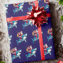 Search for christmas shark wrapping paper Blue