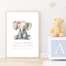 Search for pink and gray elephant nursery art For her
