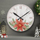 Search for rustic christmas clocks Poinsettia