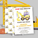 Search for excavator birthday invitations Close the road