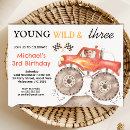 Search for 3 photo birthday invitations Young wild and three