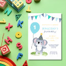 Search for baby koala birthday invitations One year old