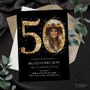 Search for photo 50th birthday invitations Black and gold