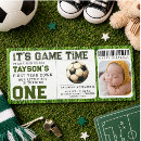 Search for soccer 1st birthday invitations First year down