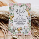 Search for pink elephant 1st birthday invitations Safari
