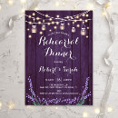 Search for purple rehearsal dinner invitations String lights