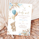Search for blue bear baby shower invitations Boho teddy bear