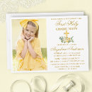 Search for yellow first communion invitations Gold cross