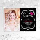 Search for black silver sweet 16 invitations 16th birthday