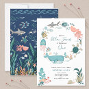 Search for under sea 1st birthday invitations Watercolor