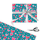 Search for pink red hearts wrapping paper Seamless pattern