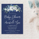 Search for navy blue floral baby shower invitations Chic