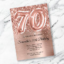 Search for rose gold 70th birthday invitations Glitter