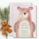 Search for bear baby girl shower invitations Rustic