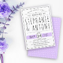 Search for lavender and white wedding invitations Typography