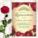 Search for red rose quinceanera invitations Gold