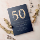 Search for blue and gold 50th birthday invitations Modern