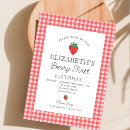 Search for strawberries birthday invitations Baby girl