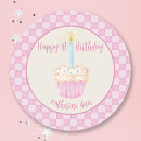 Search for cupcake 1st birthday stickers Pink
