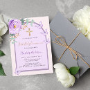 Search for pink and purple first communion invitations Gold cross