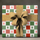 Search for green christmas trees wrapping paper Vintage