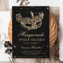 Search for black and gold masquerade party invitations Princess