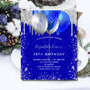 Search for blue and silver birthday invitations For her