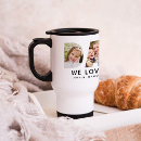 Search for love travel mugs Typography