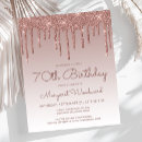 Search for rose gold 70th birthday invitations Sparkle