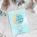 Search for over the moon baby shower invitations Gold glitter moon