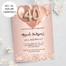 Search for girly 40th birthday invitations Rose gold