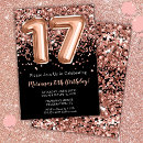 Search for seventeen birthday invitations Rose gold
