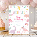 Search for three rex girl invitations Girl dinosaur party
