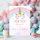 Search for unicorn 4th birthday invitations Fourever magical