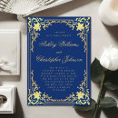 Search for royal blue and gold wedding invitations Victorian
