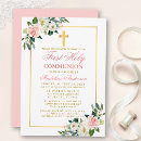 Search for rose first communion invitations Gold cross
