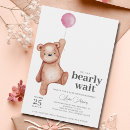 Search for balloon baby girl shower invitations Teddy bear