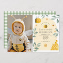 Search for bumble bee 1st birthday invitations Watercolor