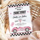 Search for pink race car invitations Growing up two fast