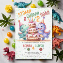 Search for dinosaur joint birthday invitations Stomp chomp roar