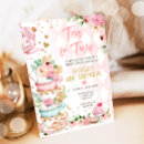 Search for tea for two party invitations Pink and gold