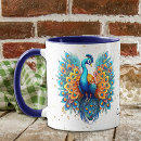 Search for peacock colours mugs Pattern