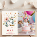 Search for floral unicorn 1st birthday invitations Pink